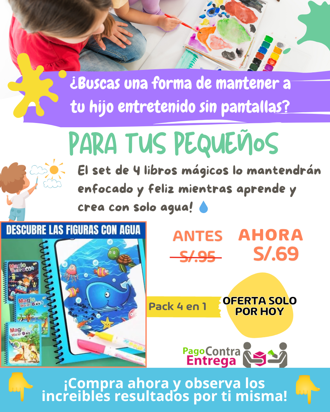 SET DE 4 LIBROS MAGICOS PARA PINTAR CON AGUA